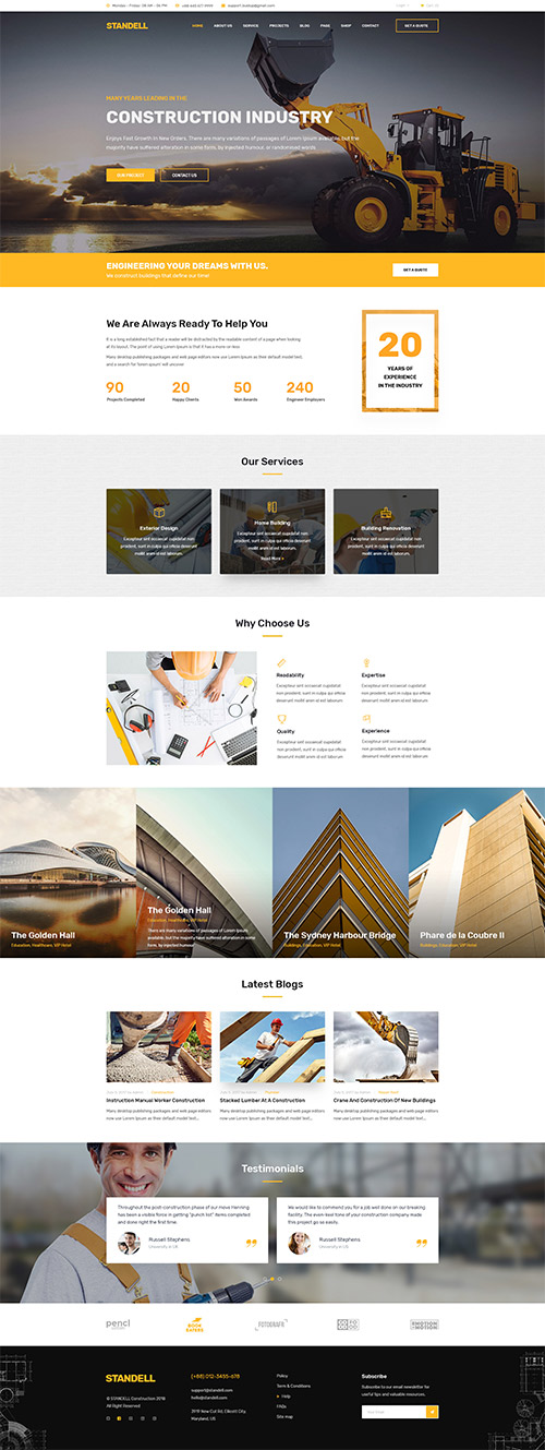 Standell | Multipurpose Construction PSD Template