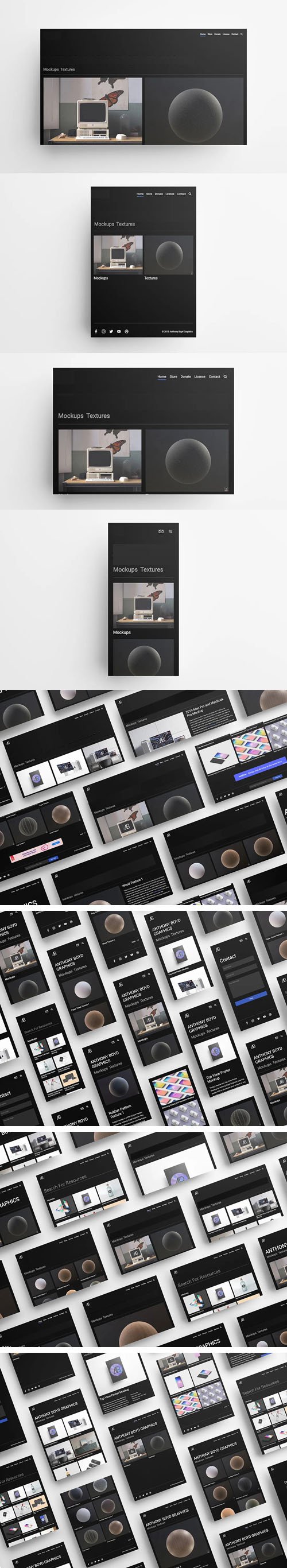 UI PSD Mockups Pack to Showcase Your Website Designs - Made with Cinema 4D !