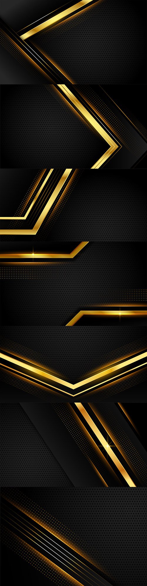 Shiny gold geometric lines black carbon background