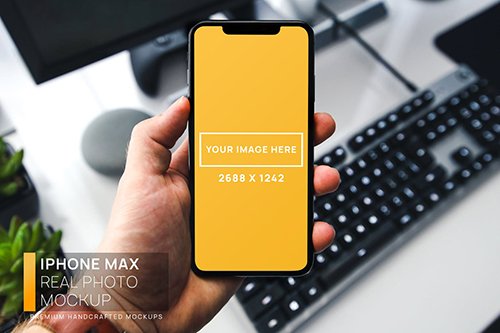 iPhone Max in Hand Real Photo Mockup