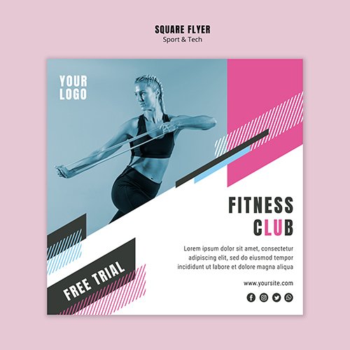 Square flyer for sport and fitness PSD