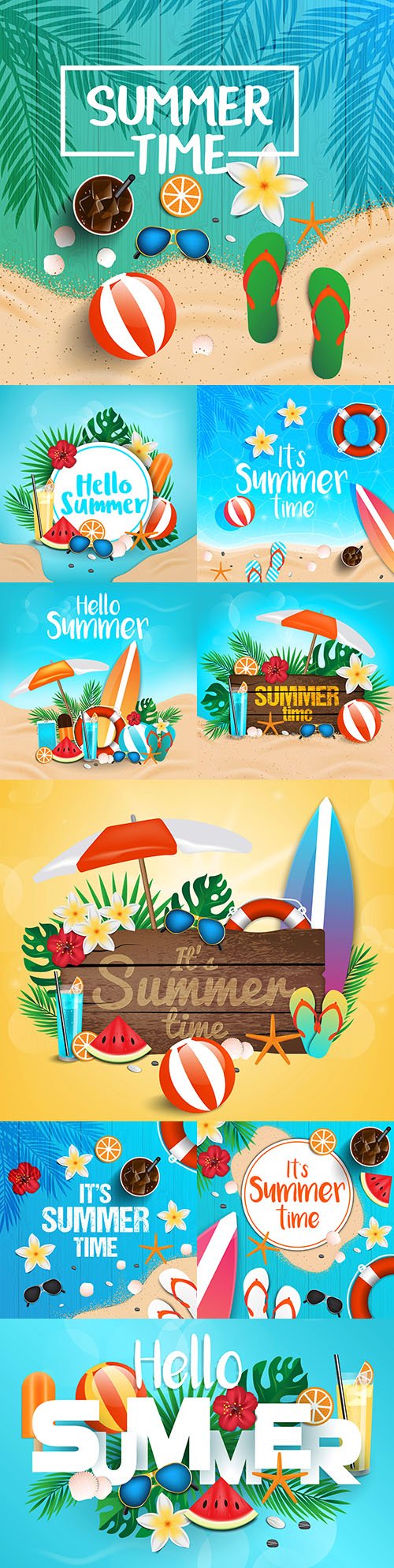 Hello summer holidays tropical background
