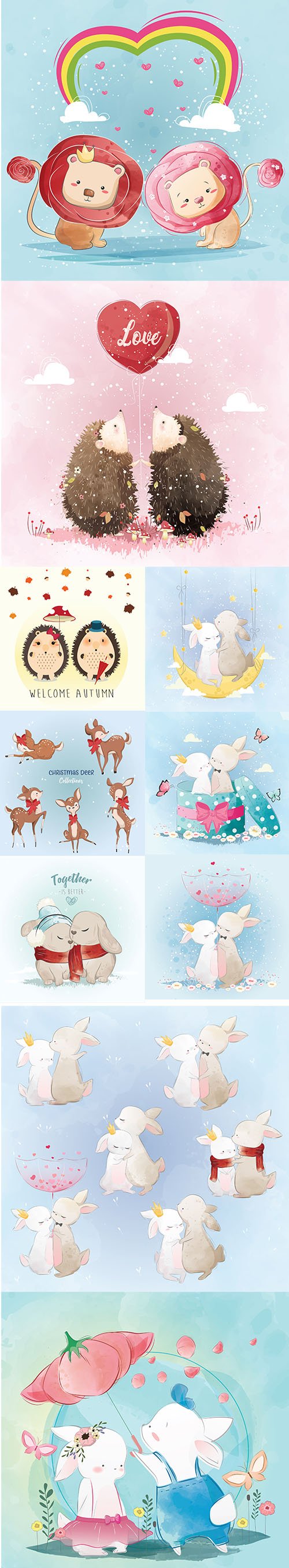 Cute Little Animals Vector Illustration Set Vol 9