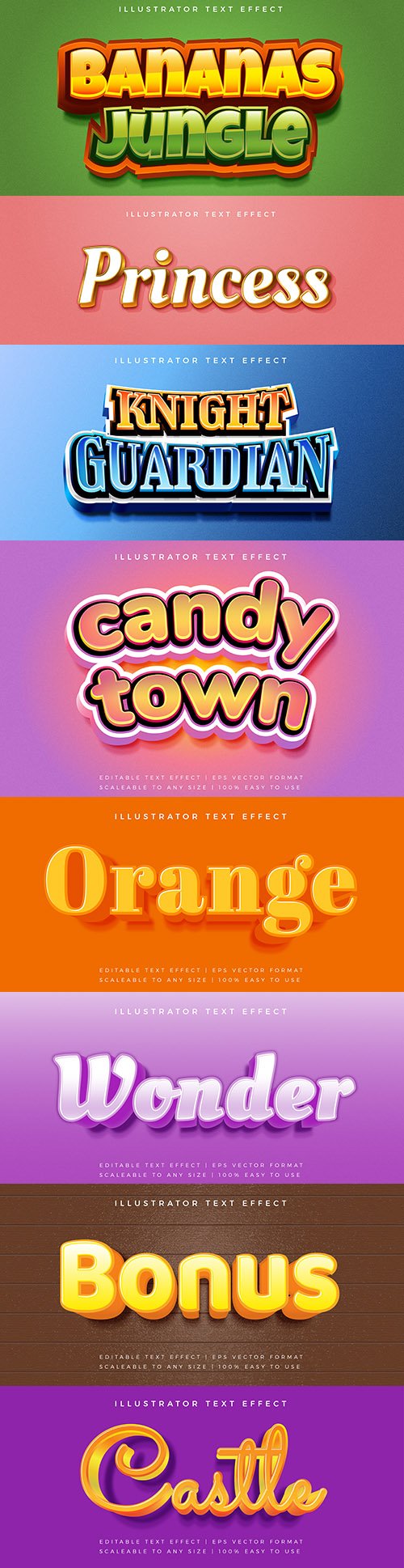 Editable font effect text collection illustration design 71