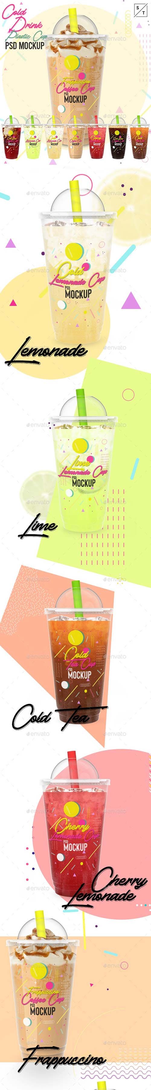 Cold Drink Plastic Cup PSD Mockup 24203974
