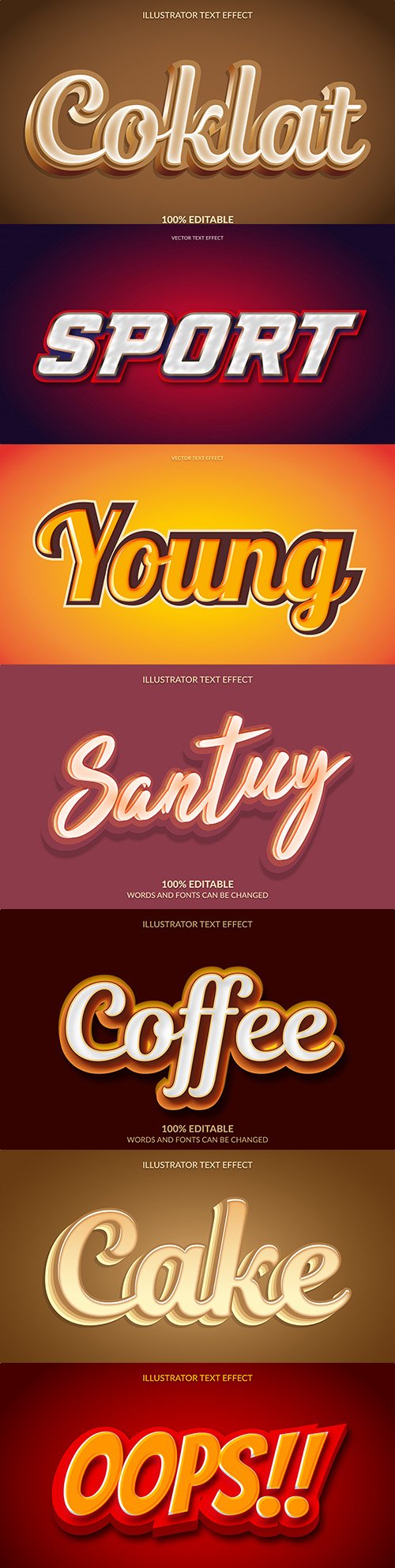 Editable font effect text collection illustration design 77
