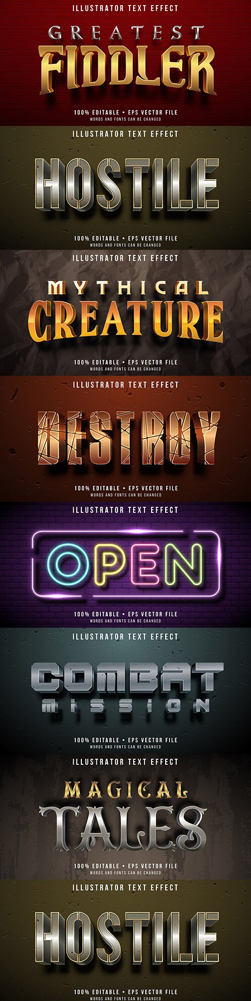 Editable font effect text collection illustration design 76