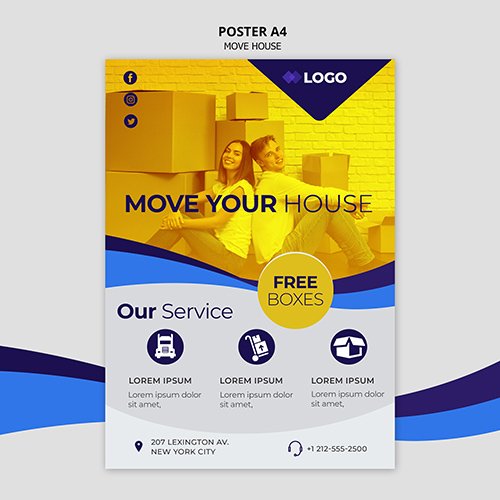 Move house business template poster