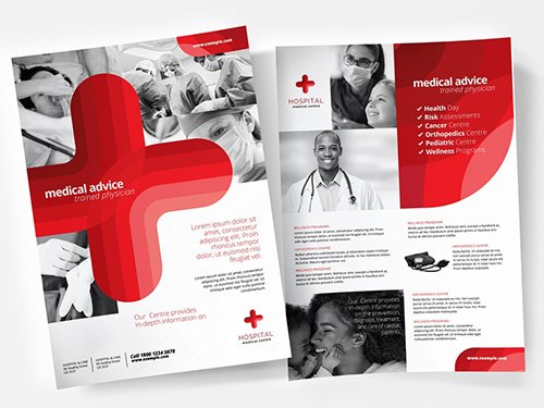 Medical Hospital Poster Layout with Large Red Cross 341481672