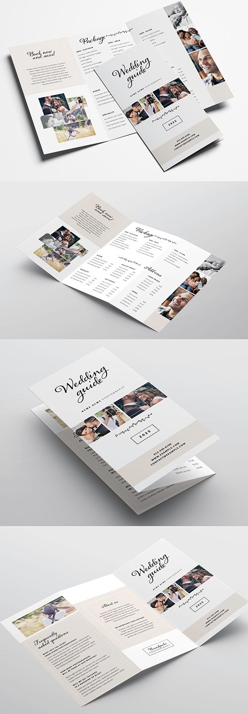 Wedding Photography Trifold Brochure Layout 341104605