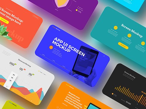 Landscape App UI Screen Mockup Set 342458647