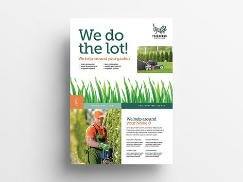 Gardening Service Flyer Layout with Grass Illustrations 341482251