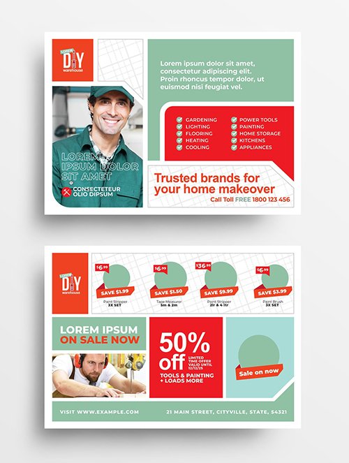 Diy Tool Supply Store Flyer Layout with Construction Theme