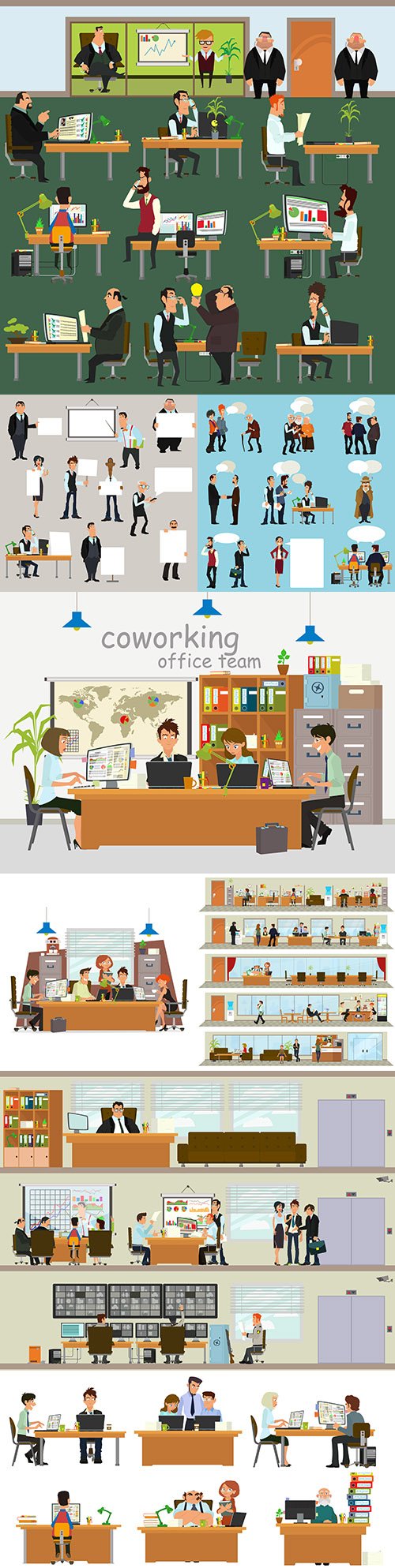 Business people working in office each in their workplace