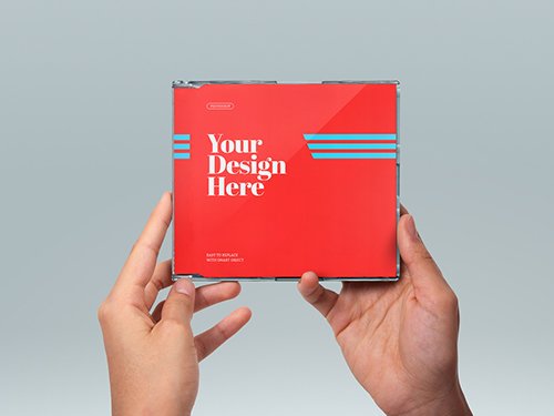 Hands Holding CD Case Mockup 342458164