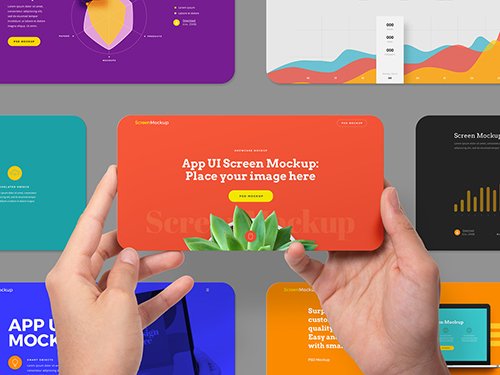 Hands Holding App UI Screen Mockup 342458004