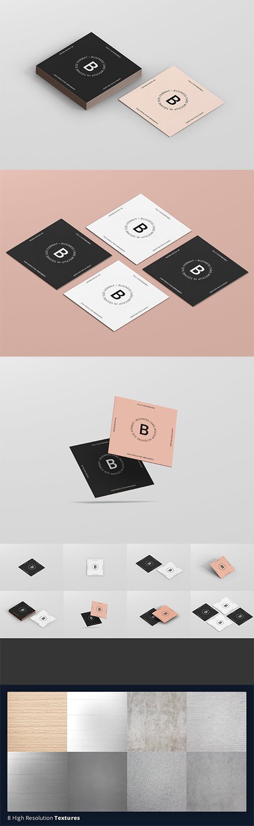 Business Card Mockup Square Format PSD