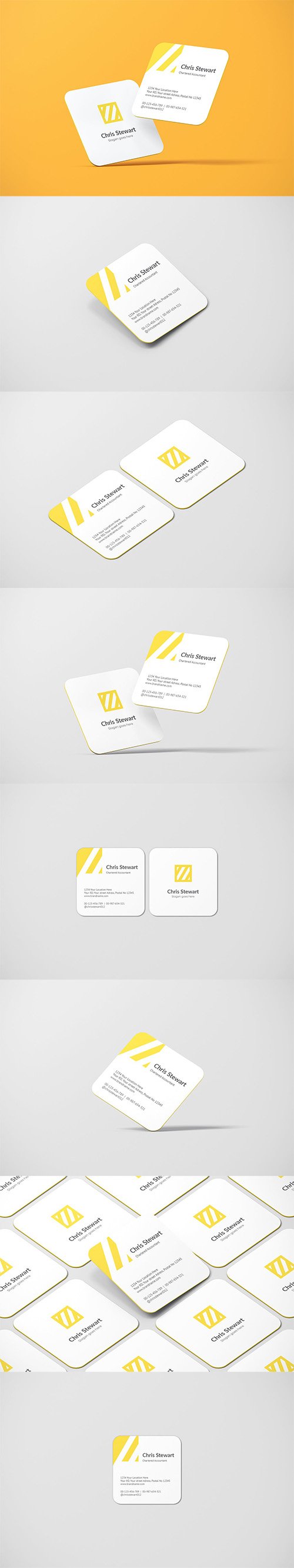 Rounded Square Business Card Mockup