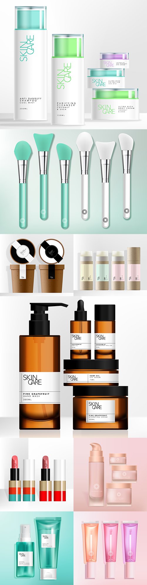 Silicone brush and plastic cans skin and cosmetics care