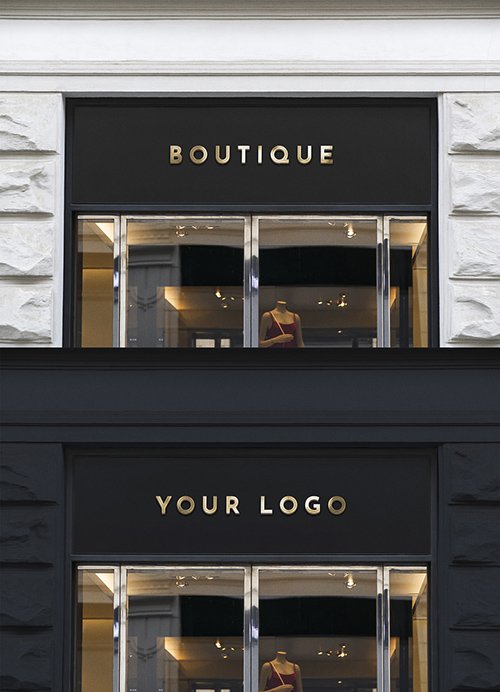 Wall Mounted Sign on Business Entrance Mockup 344298657