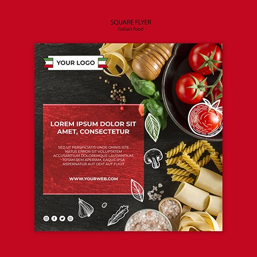 Italian food square PSD flyer design