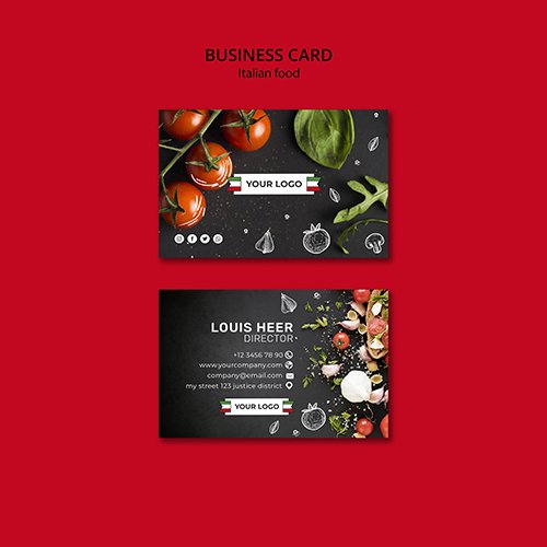 Italian cuisine business card concept PSD