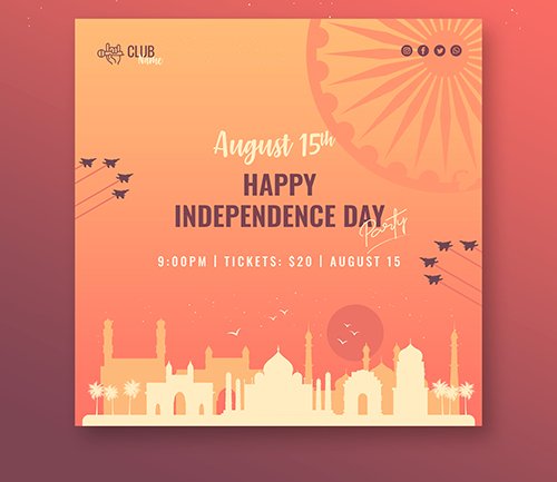 Independence day square PSD flyer style