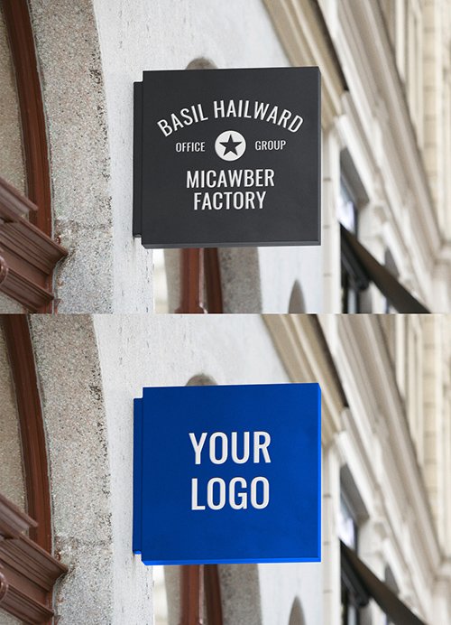 Square Outdoor Mounted Entrance Sign Mockup 344299589