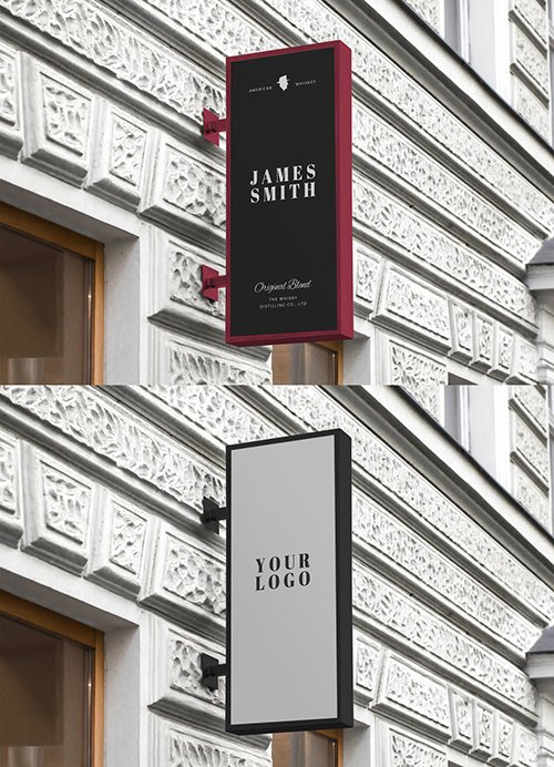 Rectangular Outdoor Mounted Entrance Sign Mockup 344299391