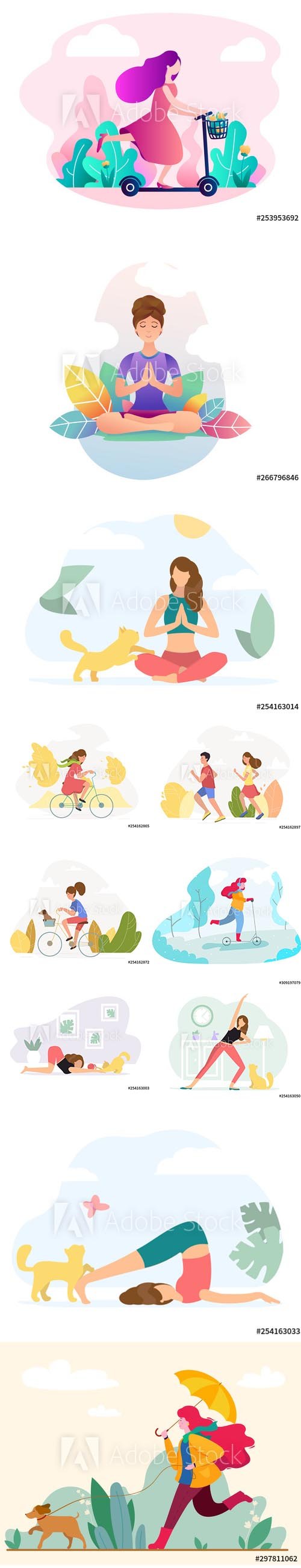 People doing sport Vector Illustrations