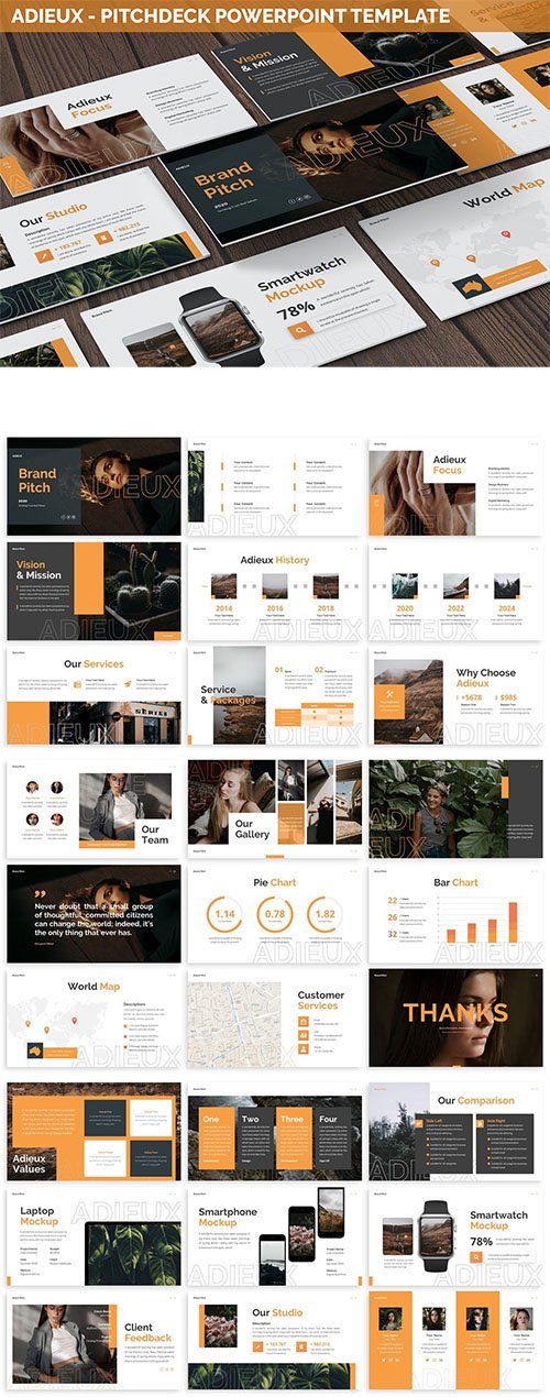 Adieux - Pitchdeck Powerpoint Template