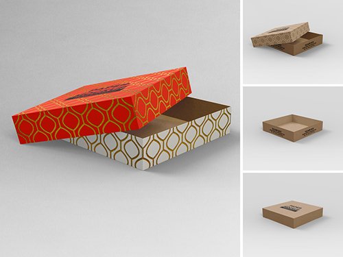 Small Square Box and Lid with 2 Angled Views Mockup 341744820