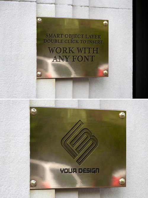 Metal Sign on Wall Mockup 343975525