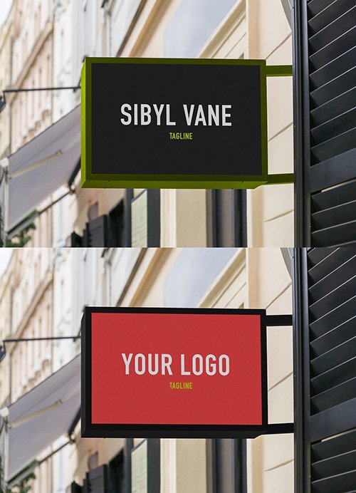 Rectangular Outdoor Mounted Entrance Sign Mockup 344300117