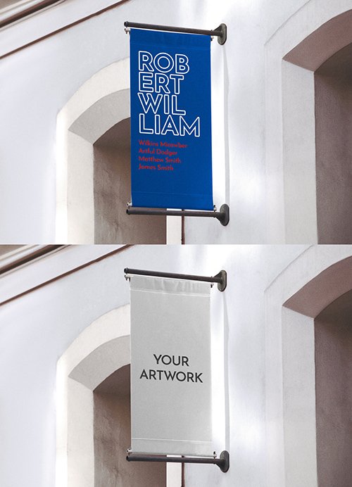 Flag Style Wall Mounted Sign Mockup 344300330