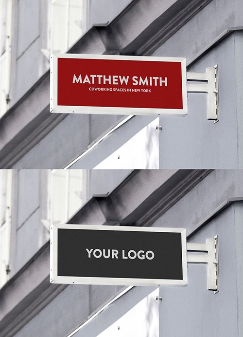 Rectangular Outdoor Mounted Entrance Sign Mockup 344300965