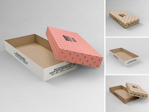 Small Rectangular Box and Lid with 2 Views Mockup 341743839