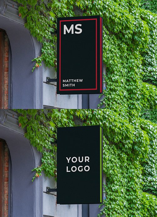Rectangular Outdoor Mounted Entrance Sign Mockup 344301315