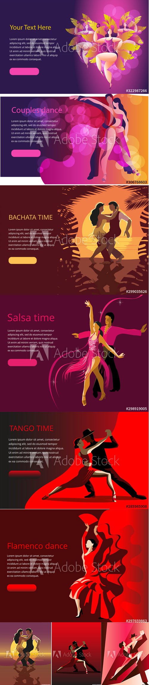 Beautiful couple dancing illustrations