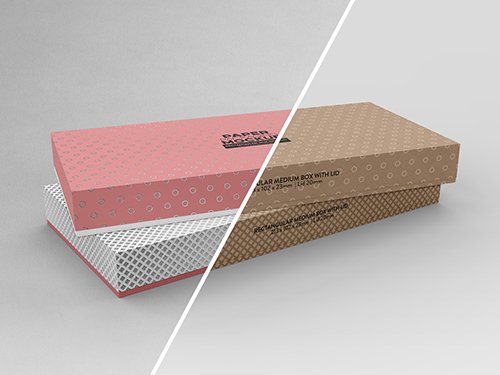 Stacked Medium Rectangular Box and Lid Mockup 341742956