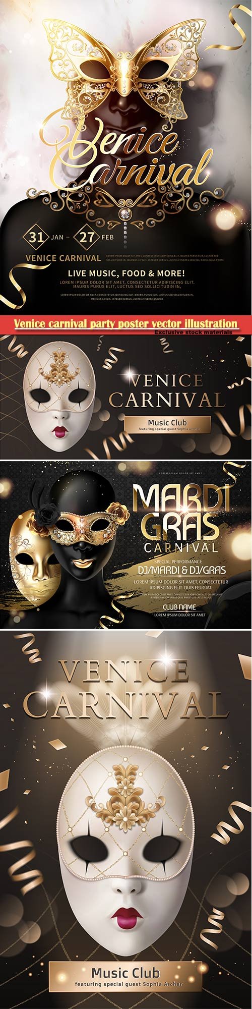Venice carnival design vector illustration, Mardi gras # 3