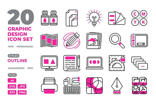 Graphic Design Icon Set (Outline)
