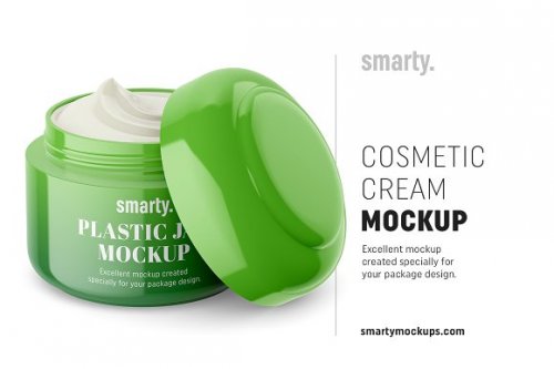 CreativeMarket - Cosmetic jar mockup half opened 3368147
