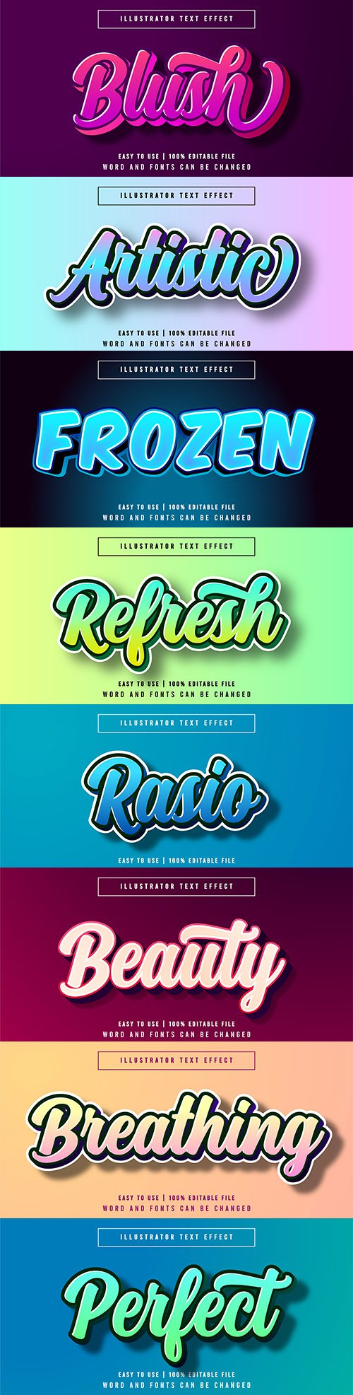 Editable font effect text collection illustration design 87