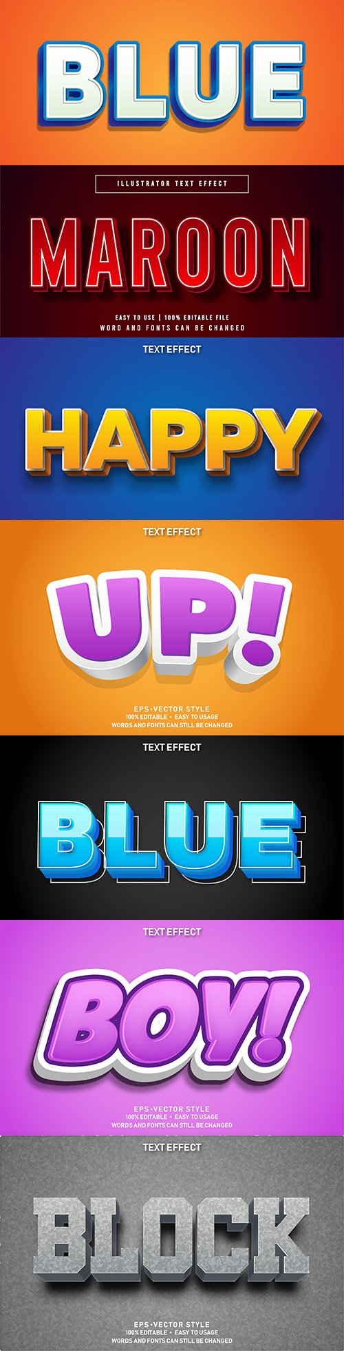 Editable font effect text collection illustration design 88
