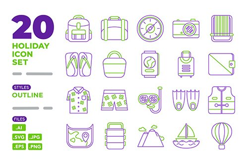 Holiday Icon Set (Outline)
