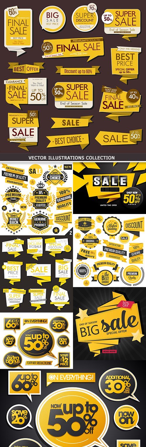 Yellow modern sale banners and labels collection