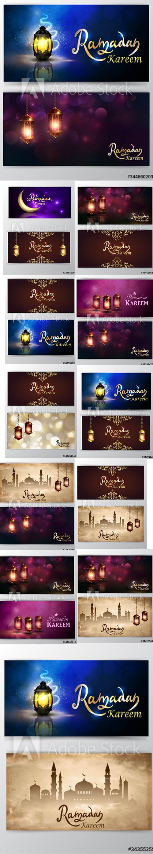 Ramadan Kareem vector greeting background set of cards