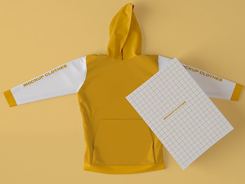 Top View of Hoodie Sweatshirt with Box Mockup 346305167