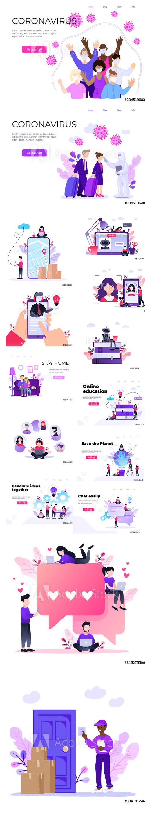 Flat vector style illustration with characters set Vol 2